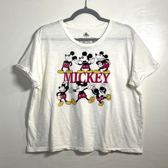 Disney Tops - Disney Brand Mickey Mouse White Short Sleeve 100% Cotton T-Shirt Size XL Casual